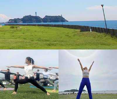 自然とひとつになる春のビーチヨガ in 湘南海岸公園